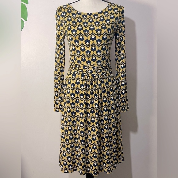 Boden Abigail Jersey Dress in Saffron Navy Yellow Floral size 4 - Picture 8 of 16